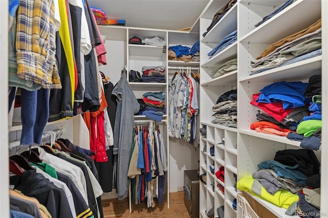 spacious closet featuring wood finished floors