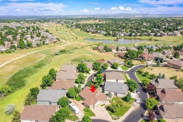 6696 S Quail Ct, Littleton, CO 80127 - aerial view of property's location with a nearby body of water, nearby suburban area, and a golf course