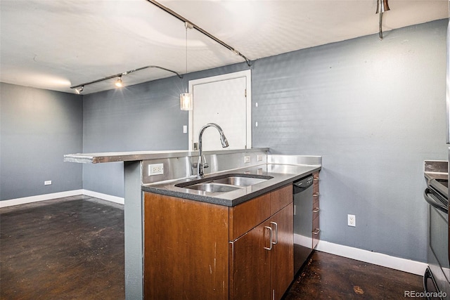 500 E 11th Ave Unit 102, Denver, CO 80203 - kitchen with a sink, stainless steel dishwasher, baseboards, and concrete flooring