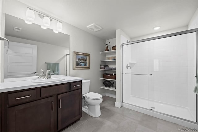 12664 Ulster St, Thornton, CO 80602 - full bath featuring a stall shower, vanity, and tile patterned flooring
