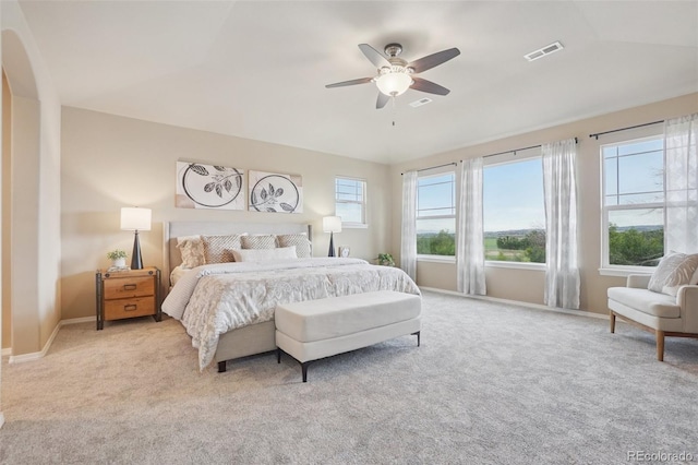 10725 Black Elk Way, Colorado Springs, CO 80908 - bedroom featuring carpet floors, ceiling fan, and lofted ceiling