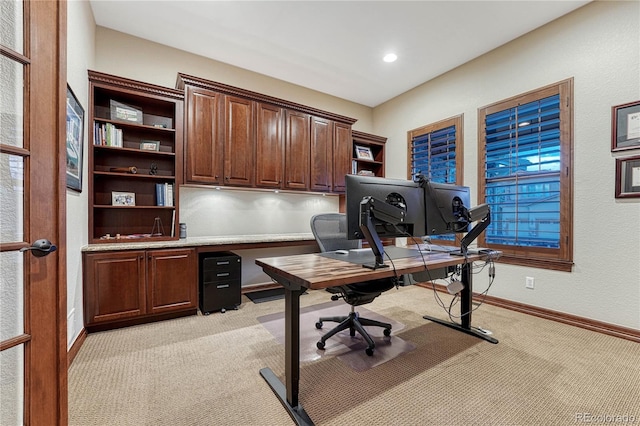 10459 Rivington Ct, Lone Tree, CO 80124 - home office featuring light colored carpet and baseboards