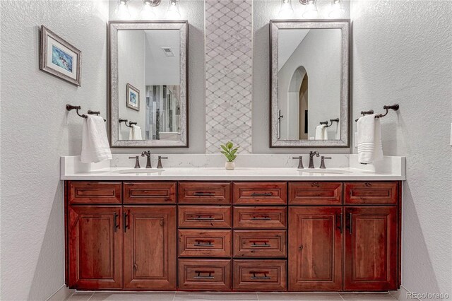 10459 Rivington Ct, Lone Tree, CO 80124 - full bath featuring double vanity and a textured wall