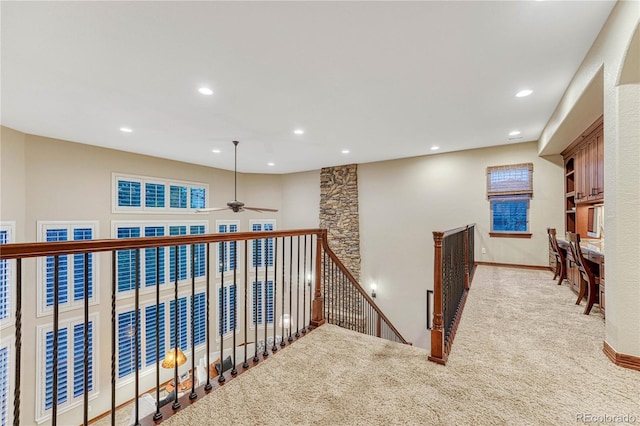 10459 Rivington Ct, Lone Tree, CO 80124 - corridor featuring an upstairs landing, carpet, recessed lighting, and baseboards
