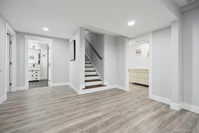 interior space with light hardwood / wood-style floors