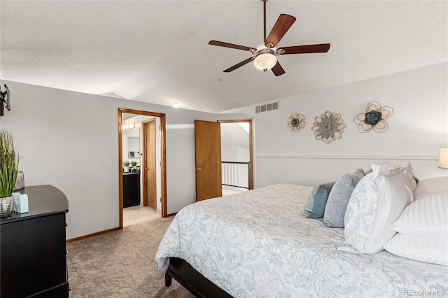 7636 S Allison Ct, Littleton, CO 80128 - bedroom featuring lofted ceiling, light carpet, and a ceiling fan