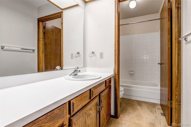 full bathroom featuring toilet, vanity, and shower / bath combination