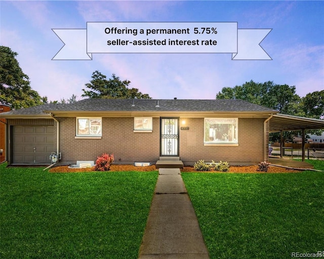 4300 Osage St, Denver, CO 80211 - view of front of home featuring brick siding, a front yard, and an attached garage