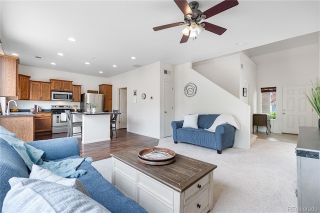 5536 Kirk St, Denver, CO 80249 - living room with ceiling fan and recessed lighting