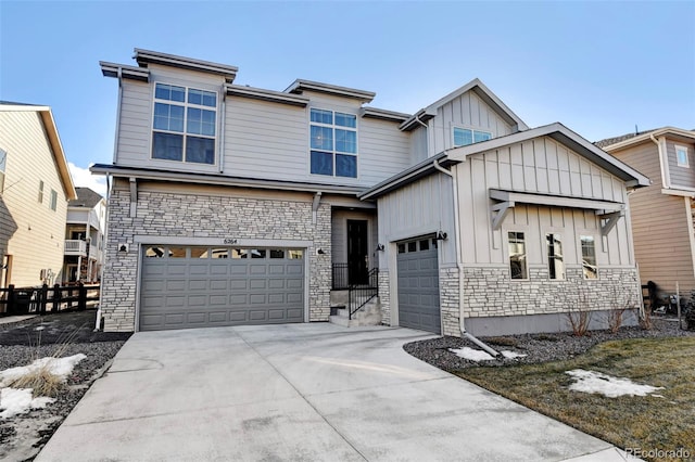 view of front of property with a garage