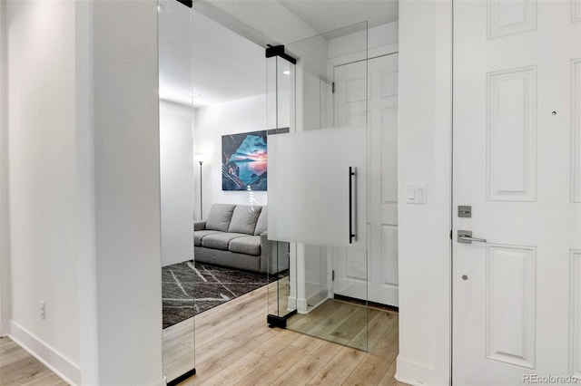 foyer entrance featuring light hardwood / wood-style floors