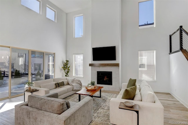 living room with light wood-type flooring