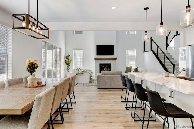 dining room featuring light hardwood / wood-style flooring