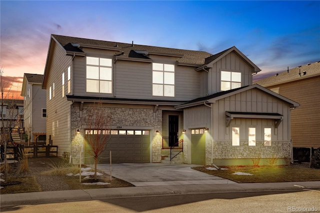 view of front of home with a garage