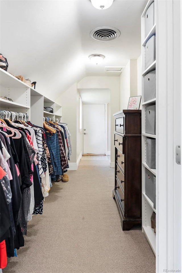 623 S Logan St, Denver, CO 80209 - walk in closet featuring carpet floors and lofted ceiling