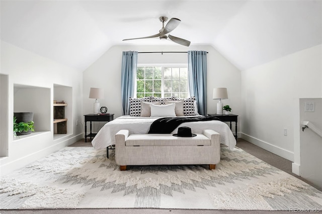 623 S Logan St, Denver, CO 80209 - bedroom featuring vaulted ceiling and a ceiling fan