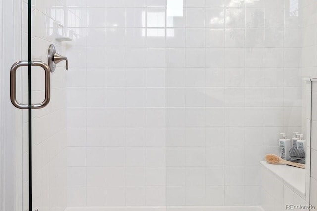 room details featuring a shower stall