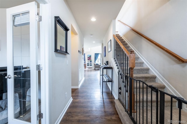 hall featuring dark hardwood / wood-style flooring