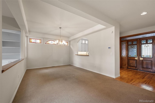 interior space with an inviting chandelier