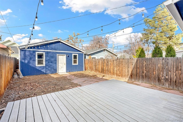 deck featuring a fenced backyard