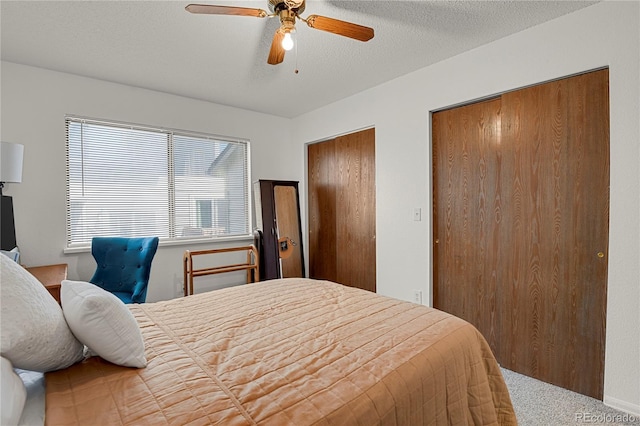 5501 Denmark Ct, Colorado Springs, CO 80918 - bedroom featuring two closets, carpet floors, and a ceiling fan