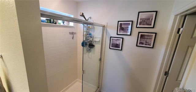 bathroom with a stall shower