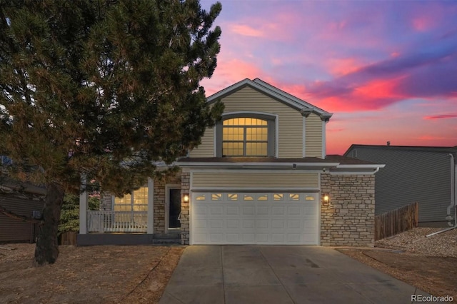 view of front facade featuring a garage