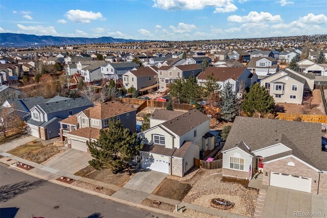 bird's eye view featuring a mountain view