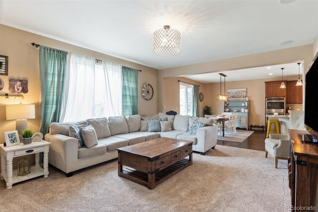 view of carpeted living area
