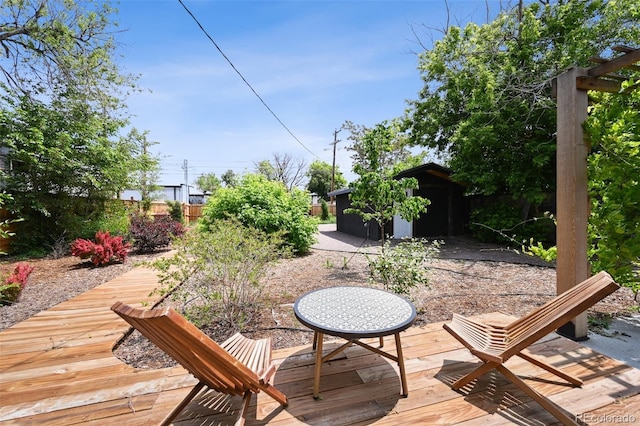 1456 Syracuse St, Denver, CO 80220 - wooden deck with an outdoor structure