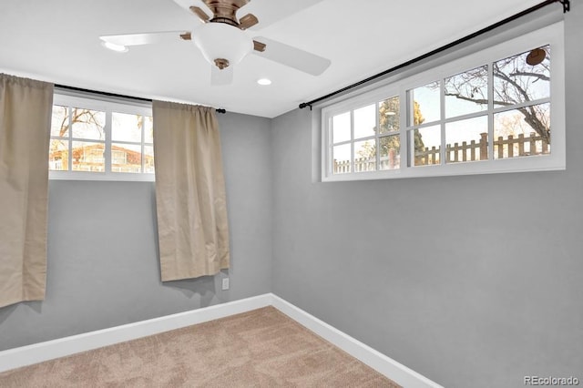 5725 W Mississippi Ave, Lakewood, CO 80226 - carpeted spare room featuring baseboards, recessed lighting, and ceiling fan