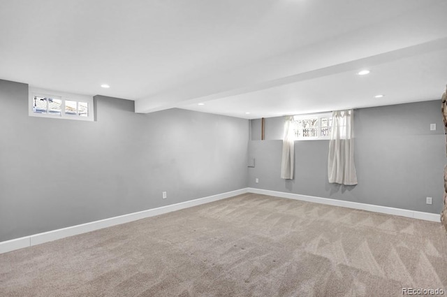 5725 W Mississippi Ave, Lakewood, CO 80226 - basement featuring carpet floors, healthy amount of natural light, recessed lighting, and baseboards