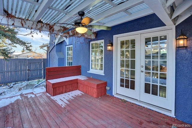 5725 W Mississippi Ave, Lakewood, CO 80226 - deck with french doors and a ceiling fan