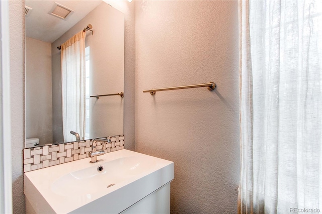 3607 Dinosaur St, Castle Rock, CO 80109 - bathroom with vanity and a textured wall