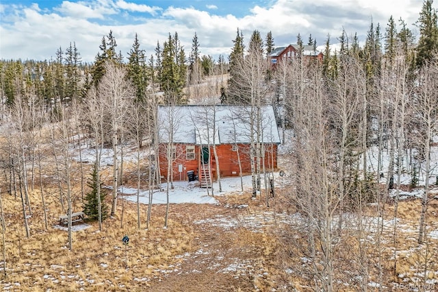 view of snow covered exterior