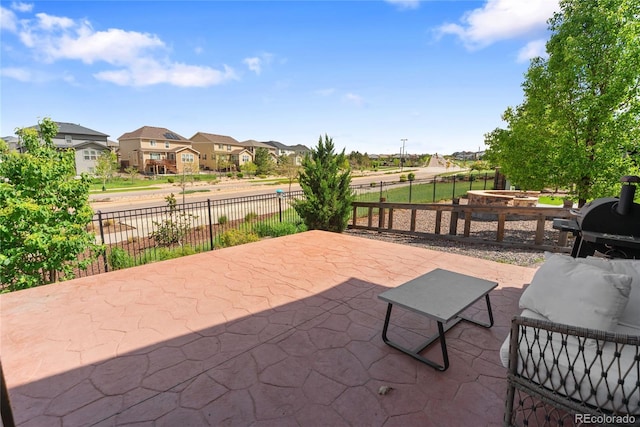 view of patio with a residential view