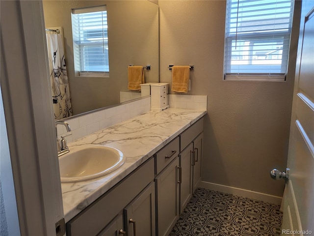 bathroom featuring vanity and tile patterned floors