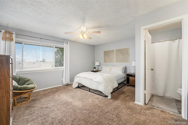 bedroom with carpet floors, a textured ceiling, and a closet