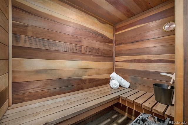view of sauna