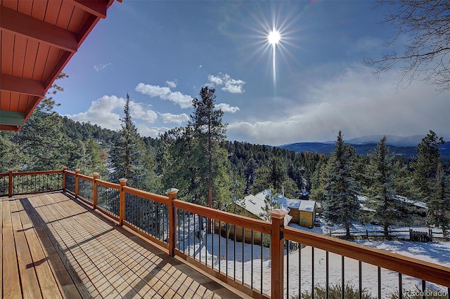 deck with a mountain view