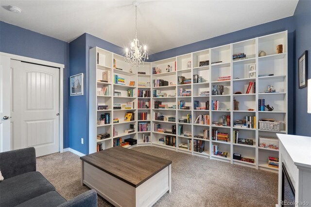 8235 Ryegate Way, Colorado Springs, CO 80908 - sitting room featuring carpet flooring, a chandelier, and baseboards
