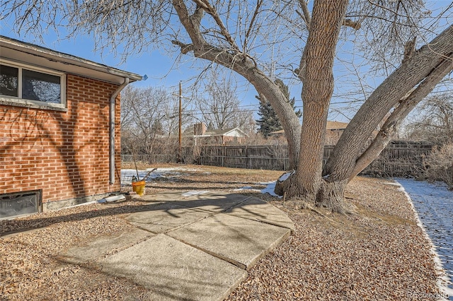 view of yard with a patio and a fenced backyard