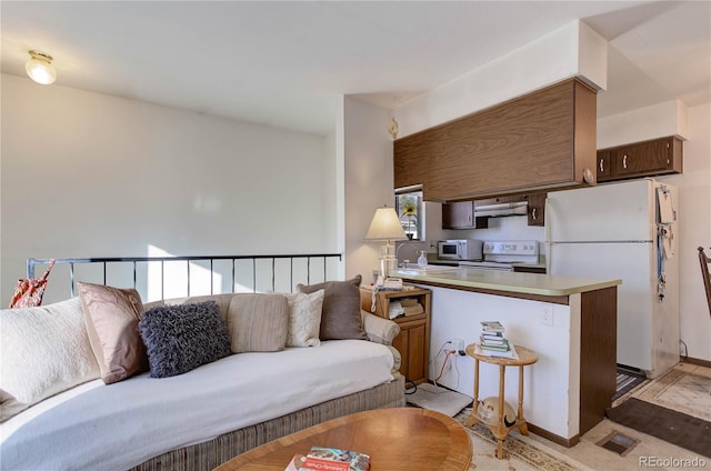 living room featuring sink