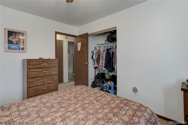 bedroom featuring a closet