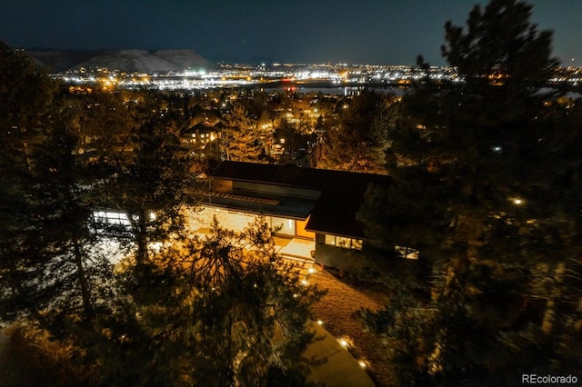 view of aerial view at twilight