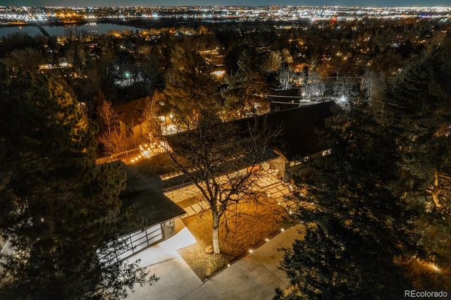 view of aerial view at twilight