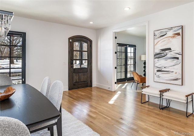 foyer entrance featuring light hardwood / wood-style floors