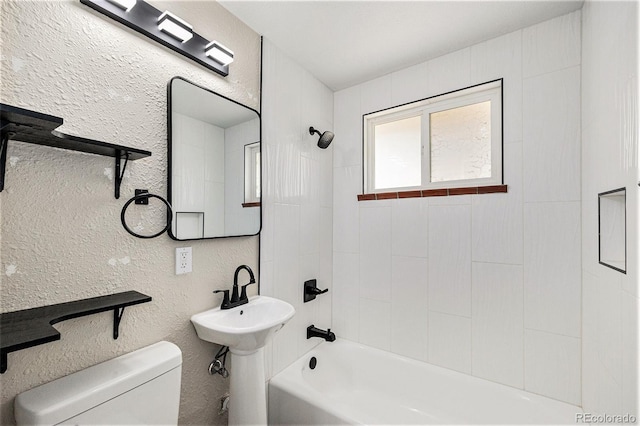 1148 Rosemary St, Denver, CO 80220 - bathroom with  shower combination and a textured wall