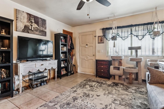 4940-42 W 9th Ave W, Denver, CO 80204 - tiled living area featuring ceiling fan