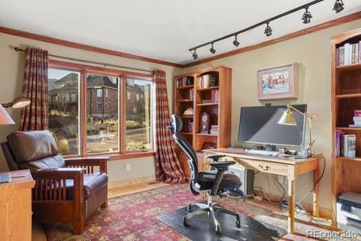 office area featuring ornamental molding